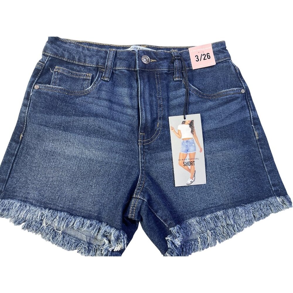 Celebrity Pink Size 3/26 Hi-Rise Festival Denim Shorts With Frayed Hem